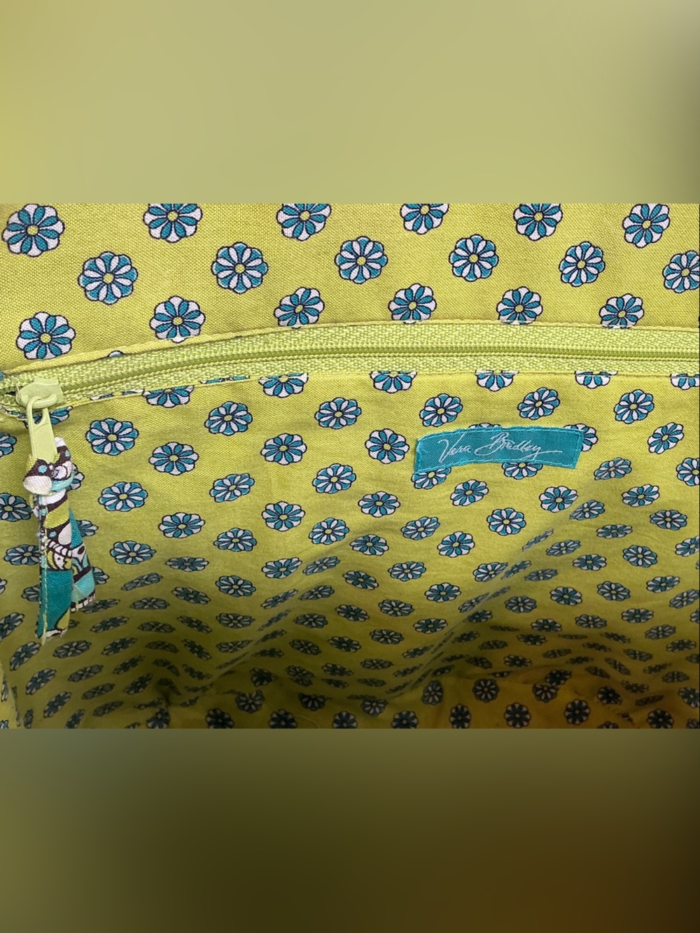 Vera Bradley Straw Tote with Teal and Green Paisley Panels - Picture 8 of 10